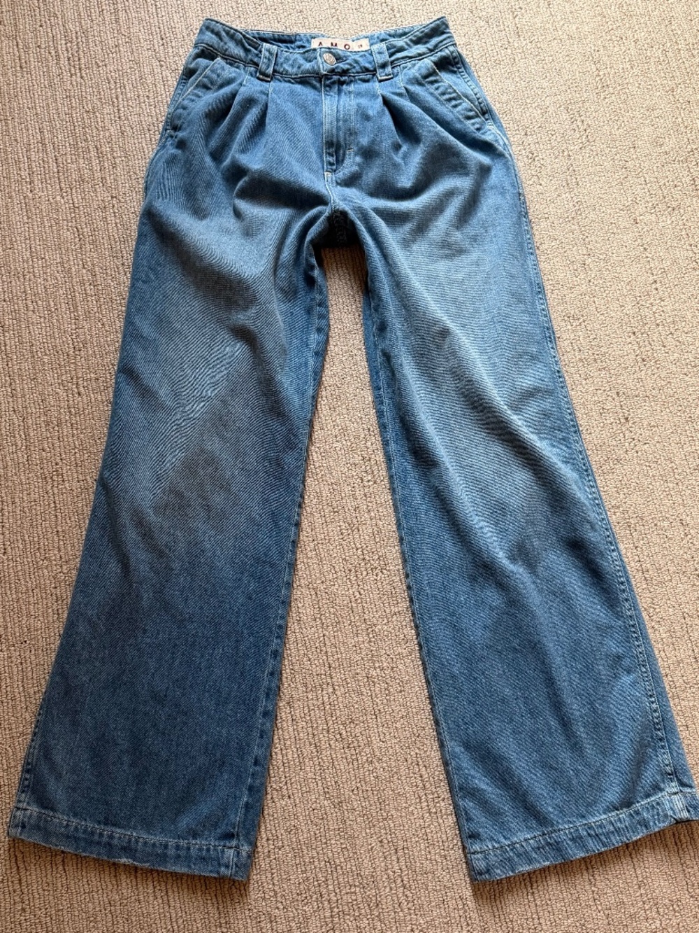 AMO Denim Matilda Soft Wide Leg Pleat Front Trouser Jeans Sz 25/26 NEW $305!! - Picture 5 of 9